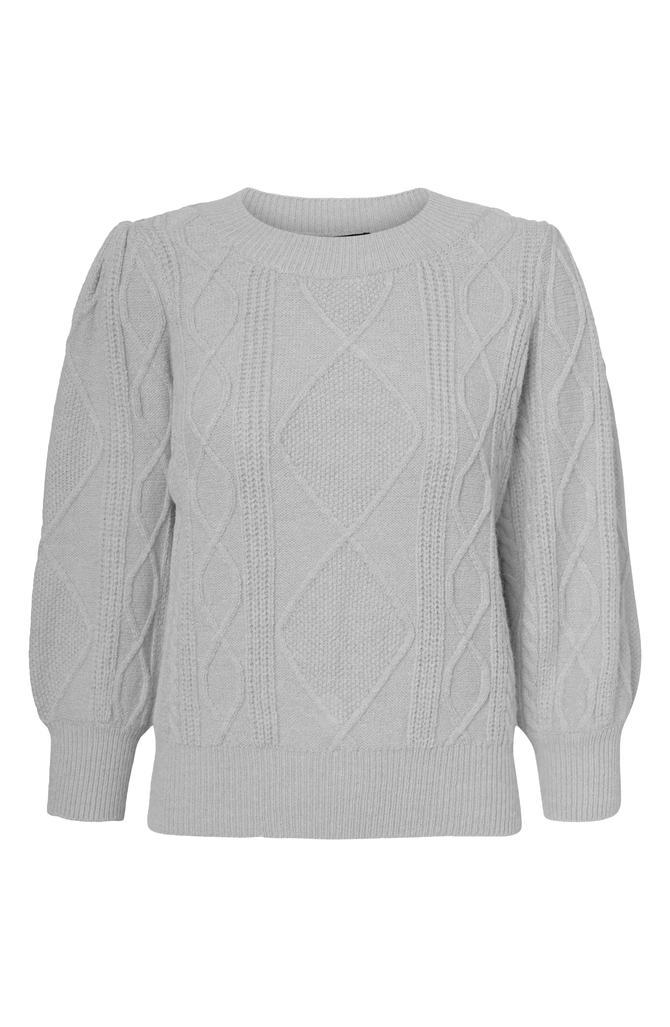 Women's Vero Moda Duda Cable Knit Sweater, Size X-Large - Grey | Nordstrom