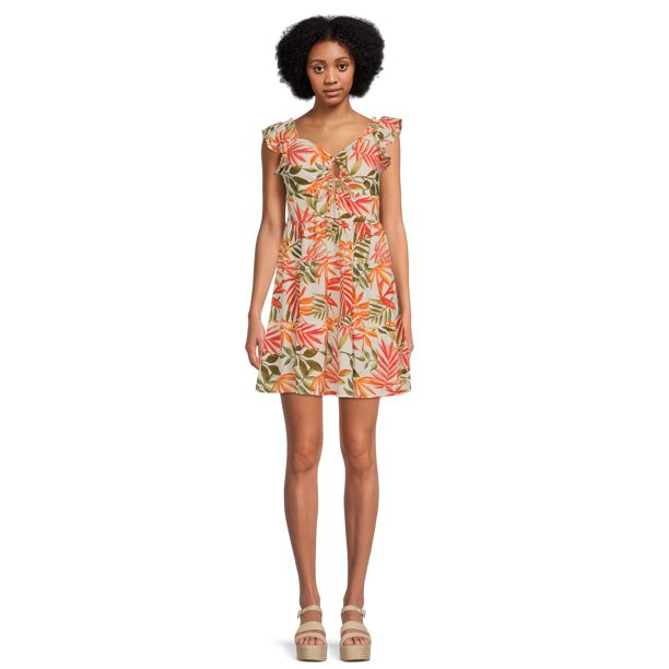 Madden NYC Juniors Flutter Sleeve Cutout Dress - Walmart.com | Walmart (US)
