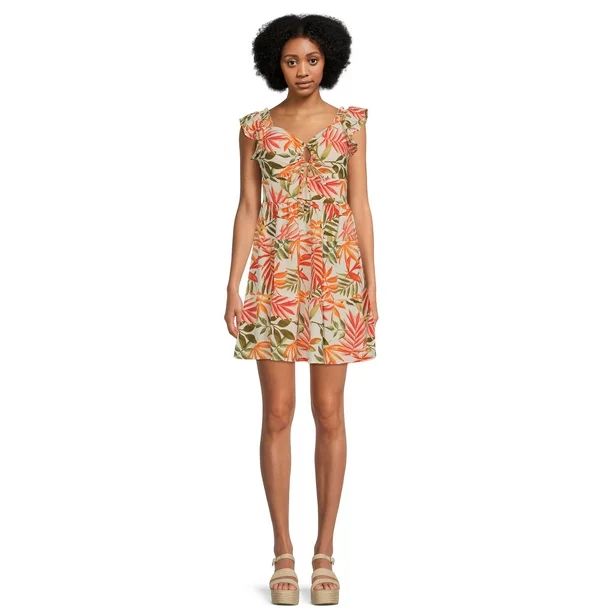Madden NYC Juniors Flutter Sleeve Cutout Dress | Walmart (US)