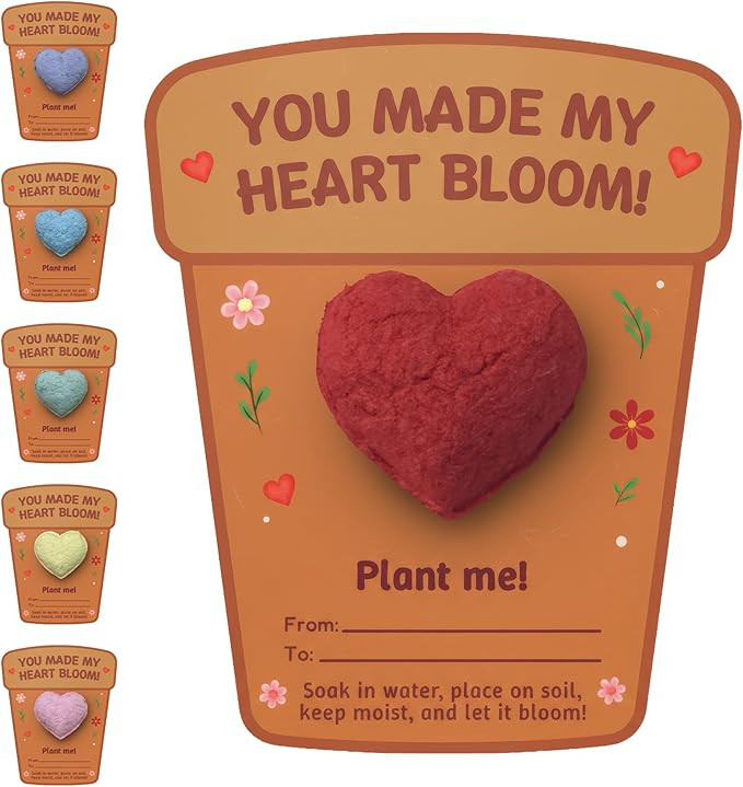 3D Heart Seed Paper Gift Set – 24 Plantable Heart Shapes with Wildflower Seeds, Includes Cards ... | Amazon (US)