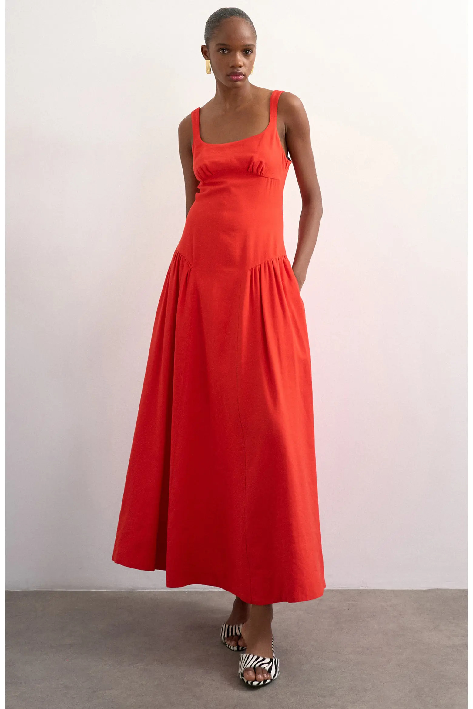 Topshop Gathered Fit & Flare Maxi Dress (Women) | Nordstrom | Nordstrom