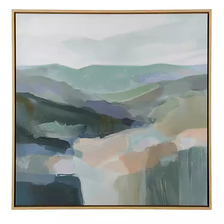 New! Blue Abstract Mountain Framed Canvas Art Print | Kirklands