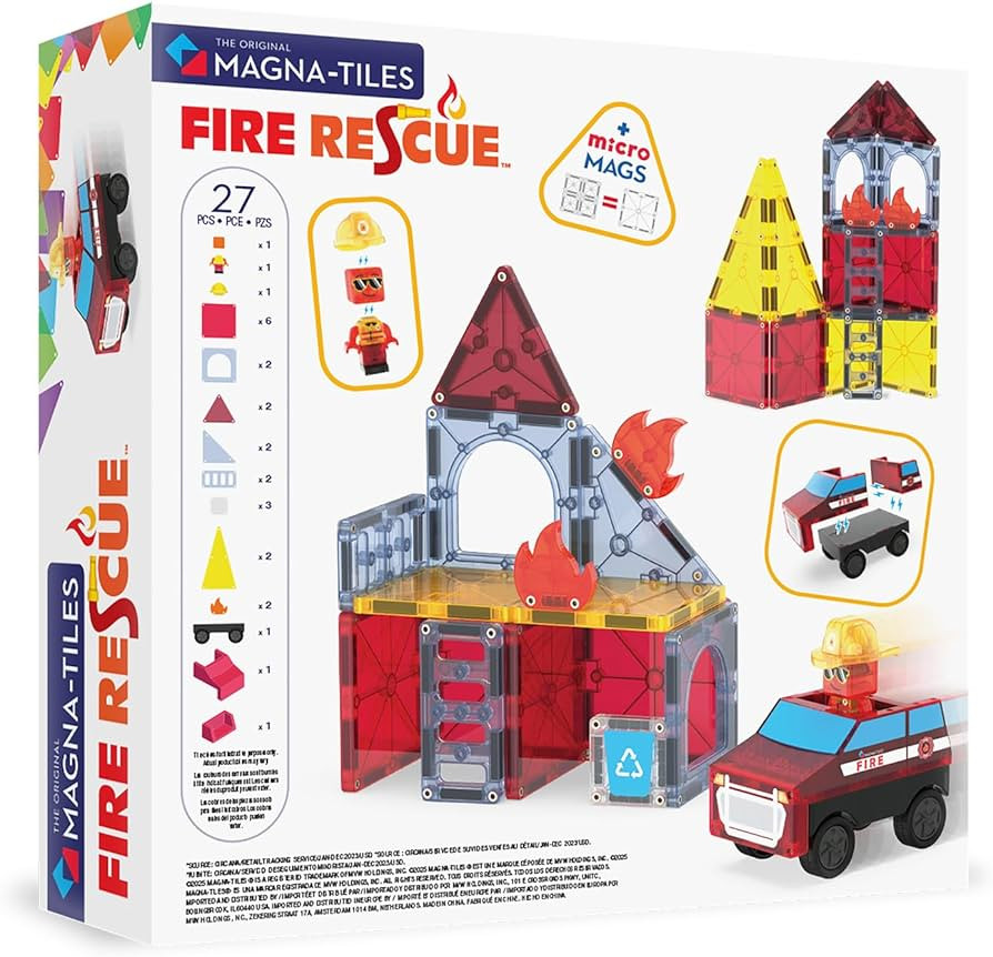 MAGNA-TILES Fire Rescue 27-Piece Magnetic Construction Set, The Original Magnetic Building Brand | Amazon (US)