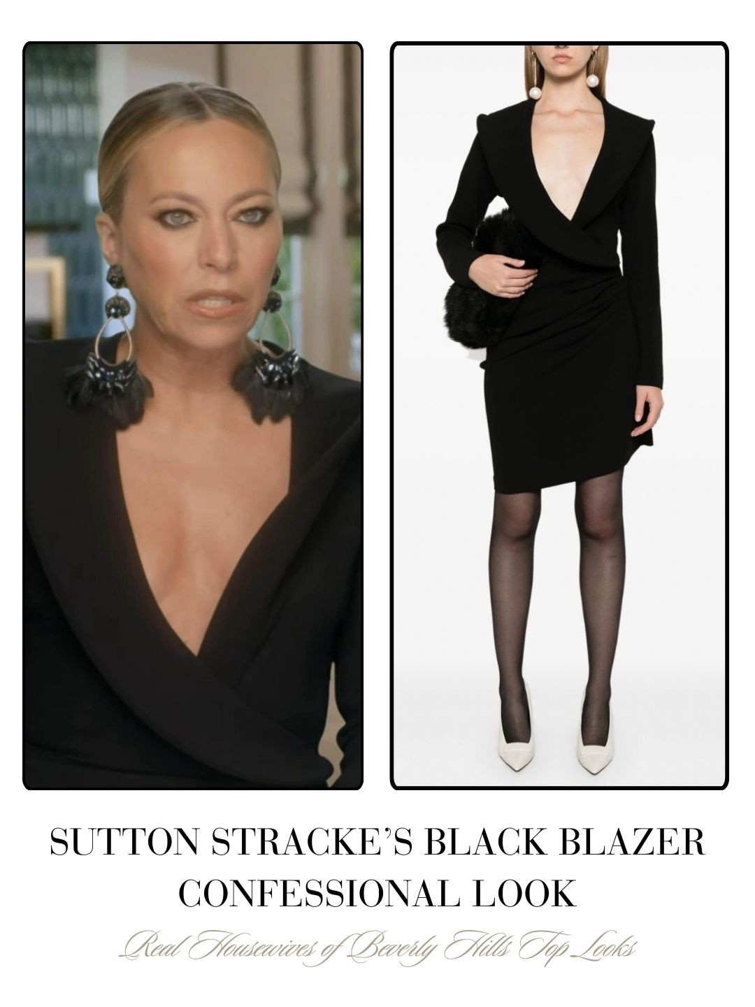 Sutton Stracke’s Black Blazer Confessional Look 
