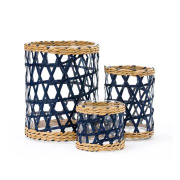 Island Wrapped Navy Lattice Hurricane | Cailini Coastal