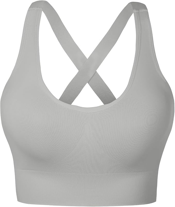 Sports Bra for Women Unpadded Medium Support Criss Cross Back Strappy Workout Bra High Impact Gym... | Amazon (US)