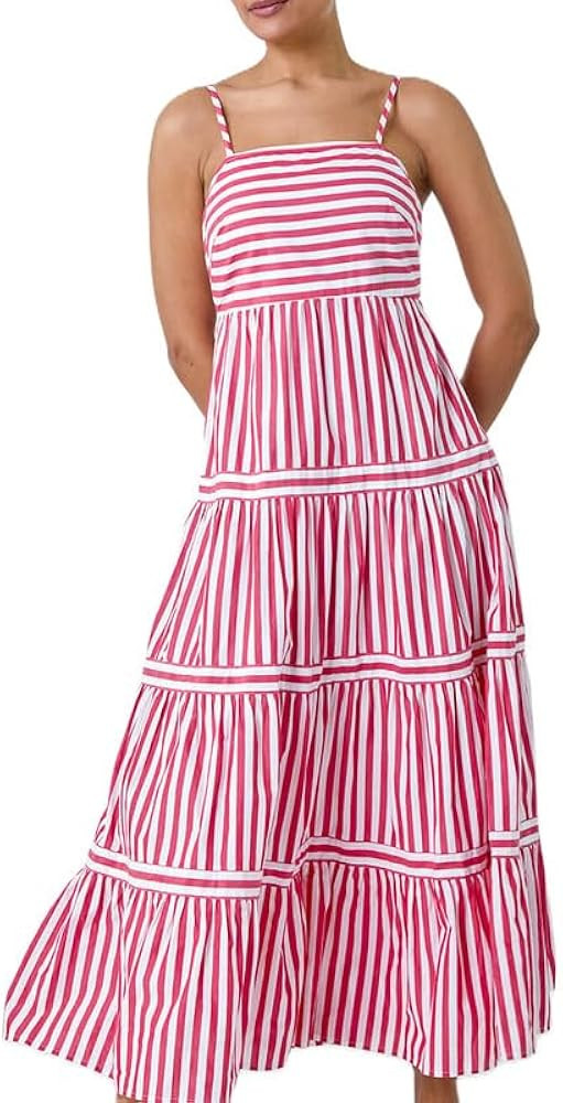 Women Y2k Stripe Maxi Dress Spaghetti Strap Smocked Backless Sleeveless Flowy Long Dress Loose Bo... | Amazon (US)