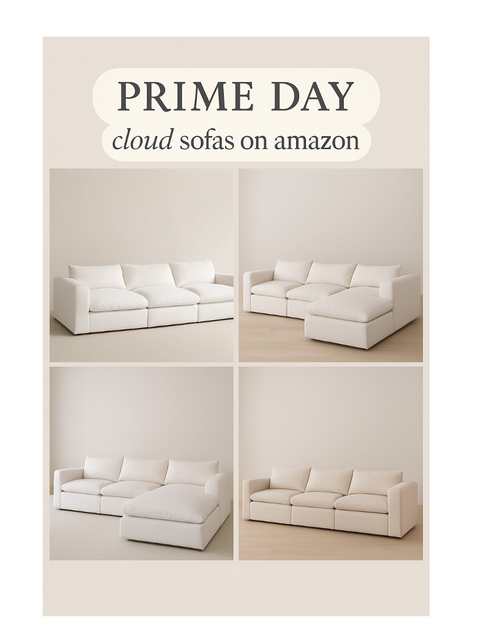 Prime Day Dream Find ✨ These Amazon cloud sofas are the neutral, cozy vibes your space has been craving. Think plush, minimal, and under budget. Shop my favorite white + beige picks now while they’re majorly marked down! 

 #LTKSaleAlert