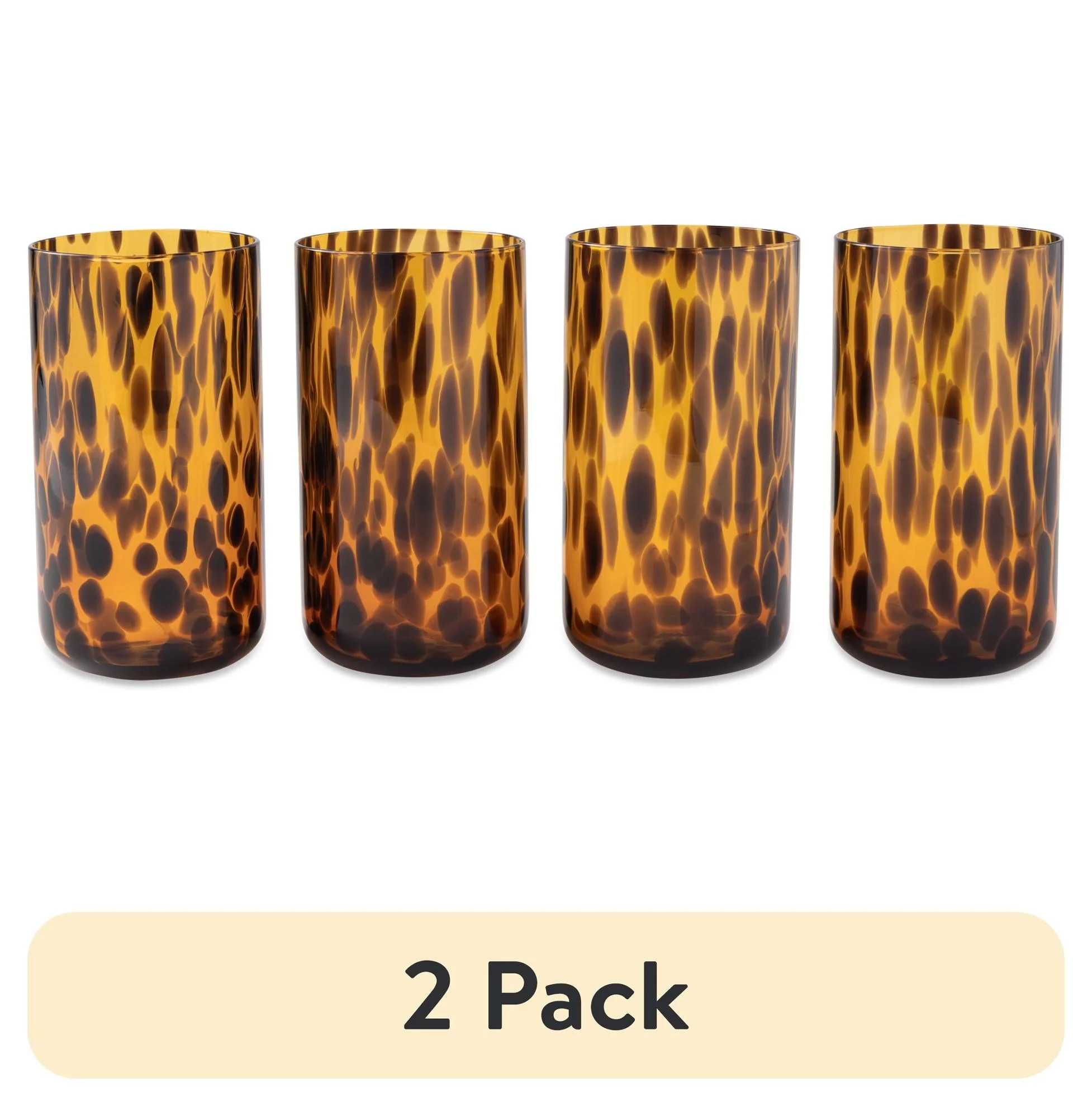 (2 pack) Thyme & Table 4-Pack 20oz Tortoise Brown Drinking Glass Set | Walmart (US)