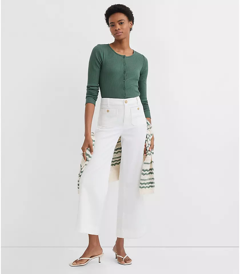 Palmer Wide Leg Crop Pants in Contrast Stitch | LOFT