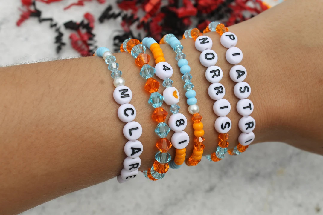 Lando Norris Oscar Piastri Inspired Bracelet Stack F1 Gift Mclaren Superlicensed F1 Bracelets Pap... | Etsy (US)