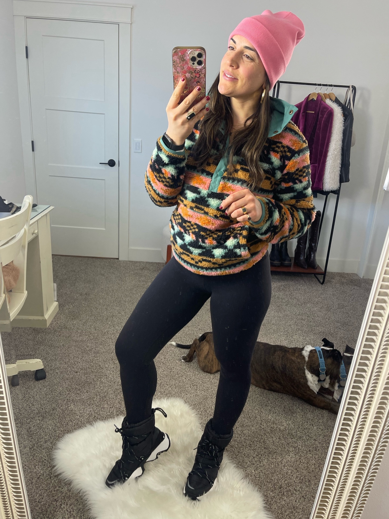 Winter gear. 
Snow boots. 
Sorel. 
Fleece pullover. 
Beanie. 
Lululemon. 
Casual style
Weekend look  

#LTKfitness #LTKSeasonal #LTKshoecrush