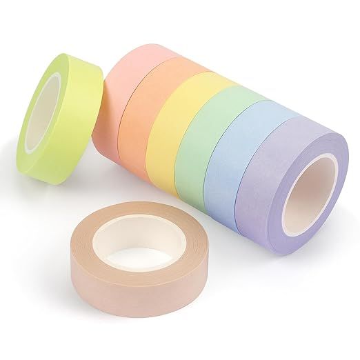 8 Rolls Colored Masking Tape Rainbow Colors Painters Tape Colorful Craft Art Paper Tape for Kids ... | Amazon (US)