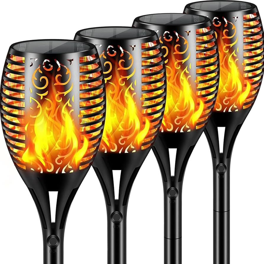 Solar Lights Outdoor 99 LED Higher & Larger Flickering Flame Solar Torch Lights 43" Waterproof Ou... | Amazon (US)