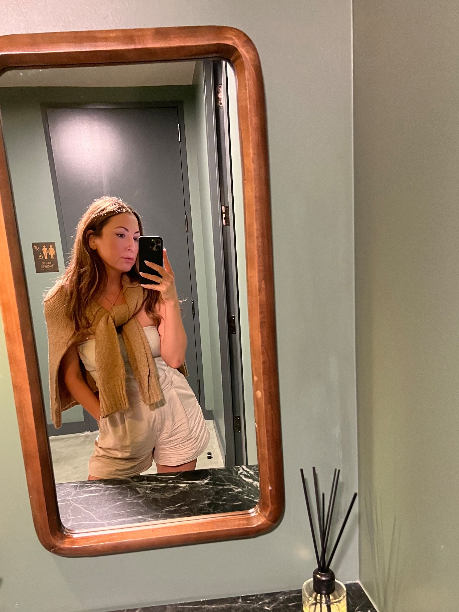 H&M Tan Tube Top ON SALE + H&M Tan High Waisted Linen Blend Pleated Shorts + Free People Sweater - Summer Work Outfits / Office OOTD

#LTKSaleAlert #LTKFindsUnder50 #LTKFindsUnder100