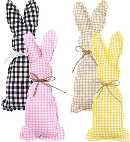 4 Pieces Easter Decor Farmhouse Rustic Bunny Decor Stuffed Bunny Ornaments Easter Centerpiece Dec... | Amazon (US)