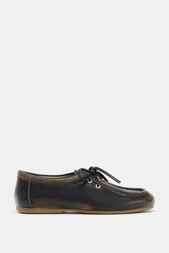 LEATHER BOAT SHOES | Zara US