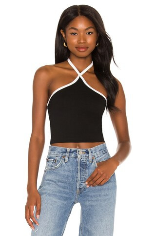 superdown Sirena Contrast Halter Top in Black & White from Revolve.com | Revolve Clothing (Global)