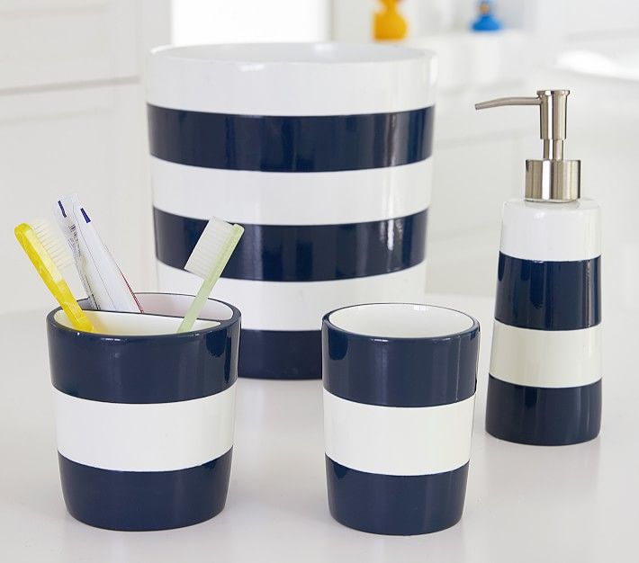 Navy Stripe Bath Accessories | Pottery Barn Kids