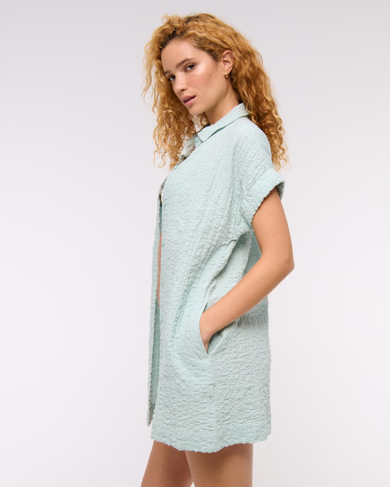 Textured Mini Shirt Dress | Abercrombie & Fitch (US)