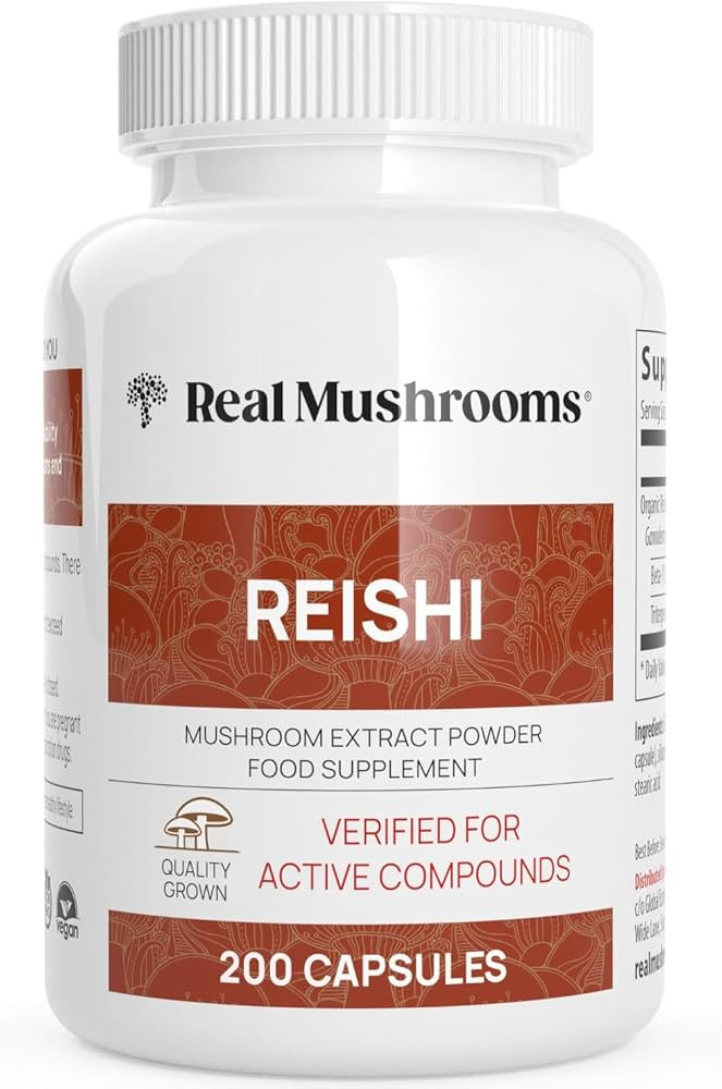 Real Mushrooms Reishi Capsules - Organic Mushroom Extract Supplement with Potent Red Reishi Mushr... | Amazon (US)