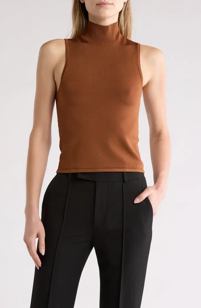 Shiny Turtleneck Sleeveless Top | Nordstrom Rack