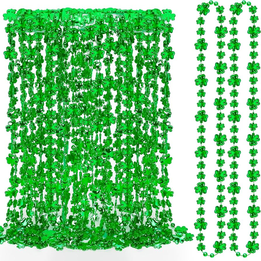 12PCS St Patricks Day Accessories, Shamrock Green Beads St. Patrick's Day Necklace, Irish Saint P... | Amazon (US)