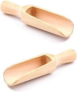Mr.Woodware 2 Pcs Wooden Scoops - 6 Inch Natural Beech Wood Measuring Mini Scoop Set for Coffee, ... | Amazon (US)