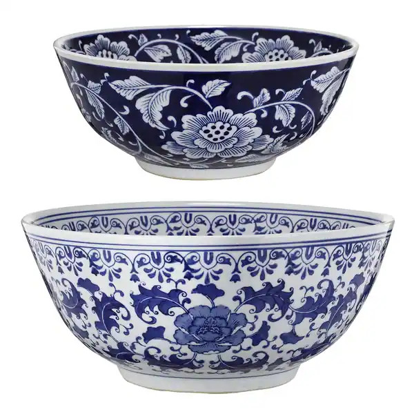 Aline 7-inch Blue and White Decorative Bowl (Set of 2) | Bed Bath & Beyond