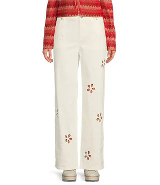 Daisy Cutout Straight Leg High Rise Denim Jeans | Dillard's