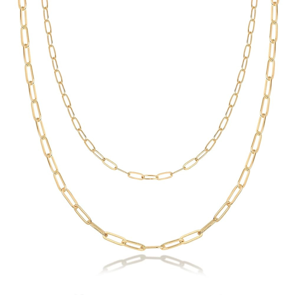 PAVOI 14K Gold Plated Dainty Layering Necklaces for Women | Snake Chain, Curb Link, Paperclip Lay... | Amazon (US)