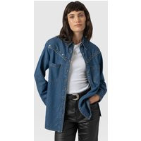 Women's Sidney Denim Shirt, Mid Blue, Cotton, Size UK 14, Saint + Sofia | Saint + Sofia