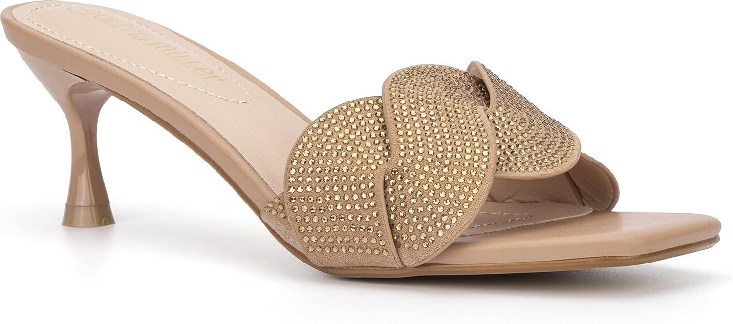 Olivia Miller Women’s Fashion Ladies Shoes, Alaina PU Vegan Leather Rhinestones Trendy Single O... | Amazon (US)