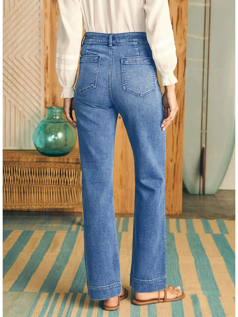 DOKOTOO Women's Wide Leg Jeans High Waisted Stretchy Straight Leg Denim Pants with Pockets Loose ... | Walmart (US)