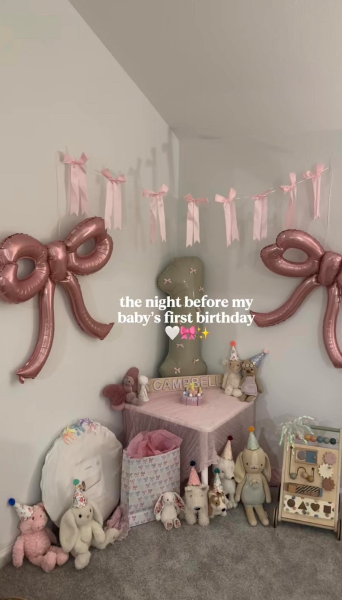 First birthday set up 🎀 #firstbirthday #gathre #tinyland 