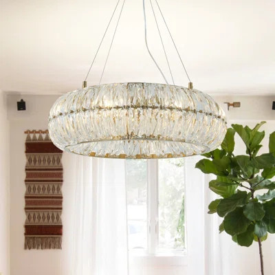 8-light Dimmable Curved Surface Crystal Chandeliers, Round Rings Shape Gold Fixture | Wayfair North America