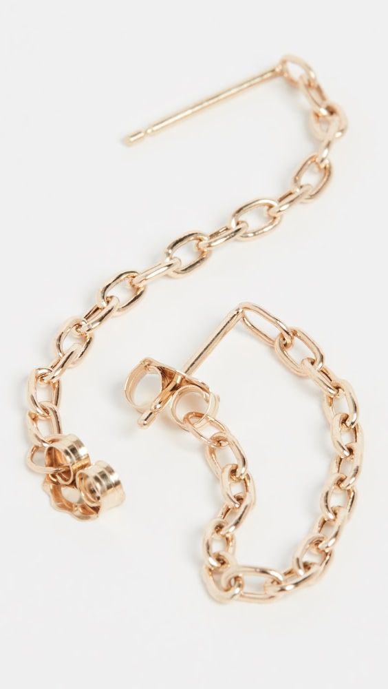 Zoe Chicco 14k Small Square Oval Link Chain Huggie Earrings | Shopbop | Shopbop