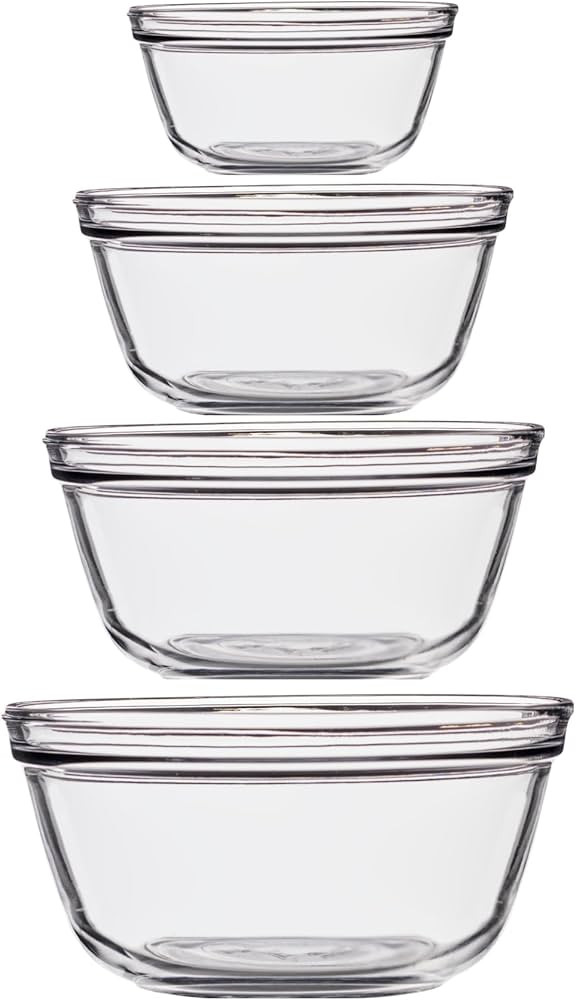 Anchor Hocking 4 Piece Glass Mixing Bowls Set – Durable, Microwave, Oven, and Dishwasher Safe ... | Amazon (US)