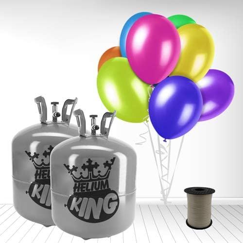 PARTYRAMA.CO.UK Disposable Helium Gas Cylinder For 100 Balloons and White Curling Ribbon included | Amazon (UK)