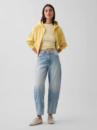 High Rise Crop Barrel Jeans | Gap (US)