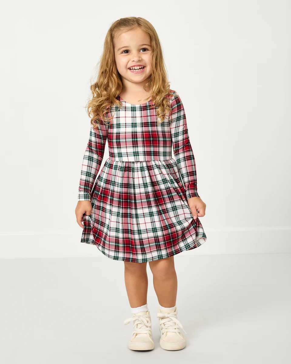Holly Plaid Bow Back Skater Dress | Little Sleepies