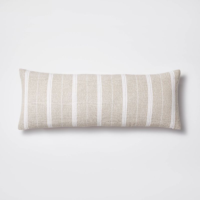 Oversized Oblong Boucle Woven Stripe Decorative Throw Pillow Khaki - Threshold™ designed with S... | Target