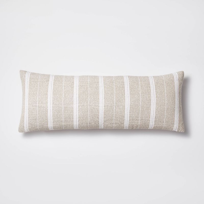 Oversized Oblong Boucle Woven Stripe Decorative Throw Pillow Khaki - Threshold&#8482; designed wi... | Target