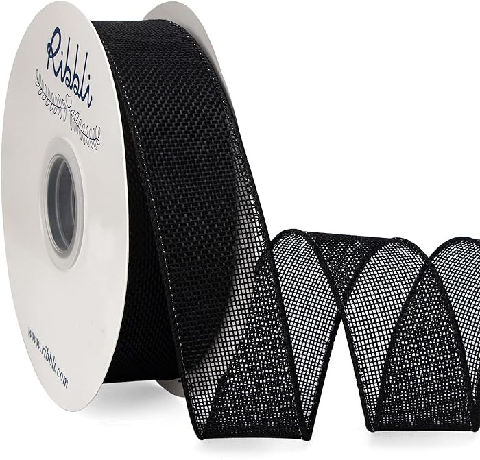 Ribbli Black Burlap Wired Ribbon, 1-1/2” Inch x Continuous 20 Yard, Black Wired Ribbon for Wrea... | Amazon (US)