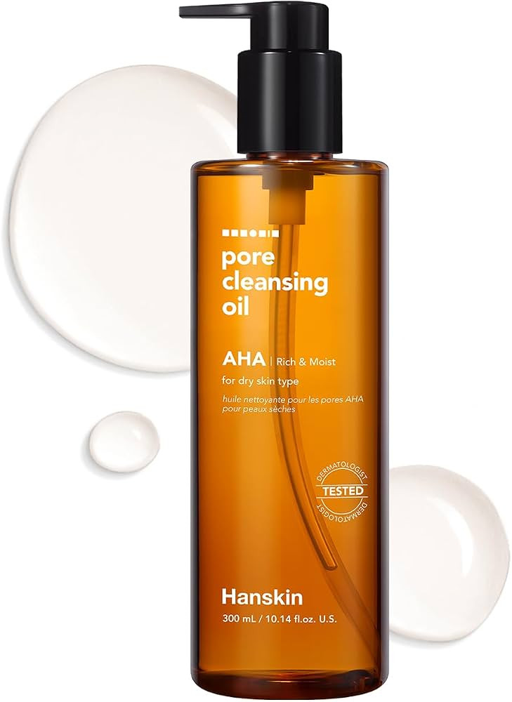 Hanskin AHA Pore Cleansing Oil for Dry Skin, Exfoliating, Waterproof Makeup Remover Facial Cleans... | Amazon (US)