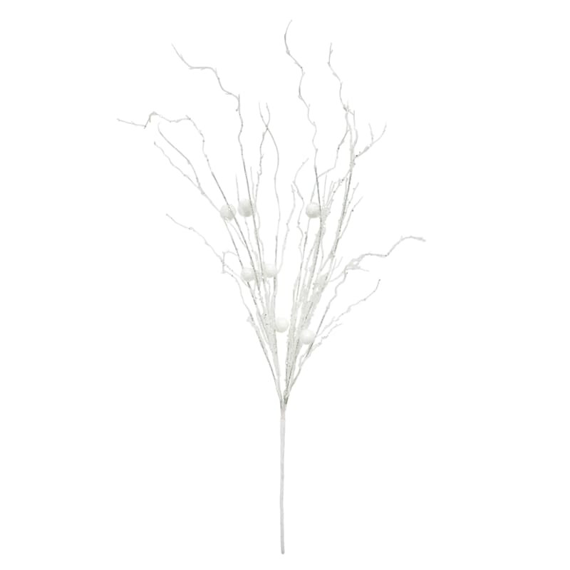 White Glittered Berry Stem, 32" | At Home