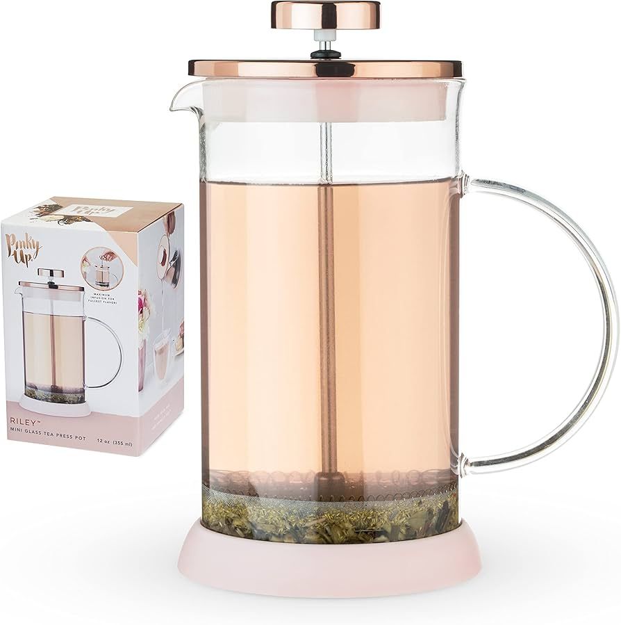 Pinky Up Riley Mini Glass Press Pot Tea and Coffee Maker, Loose Leaf Tea Accessories, Hot or Iced... | Amazon (US)