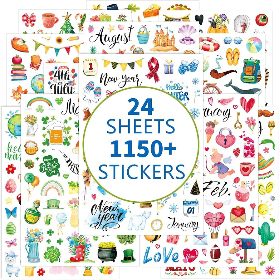 Planner Stickers 1150+ New Monthly Daily Planners Vintage Holiday Seasonal Happy Scrapbook Suppli... | Amazon (US)