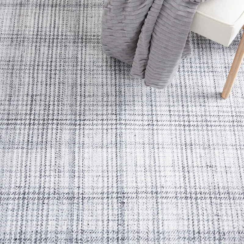 Earica Plaid Handmade Handwoven Gray/Ivory Area Rug | Wayfair North America