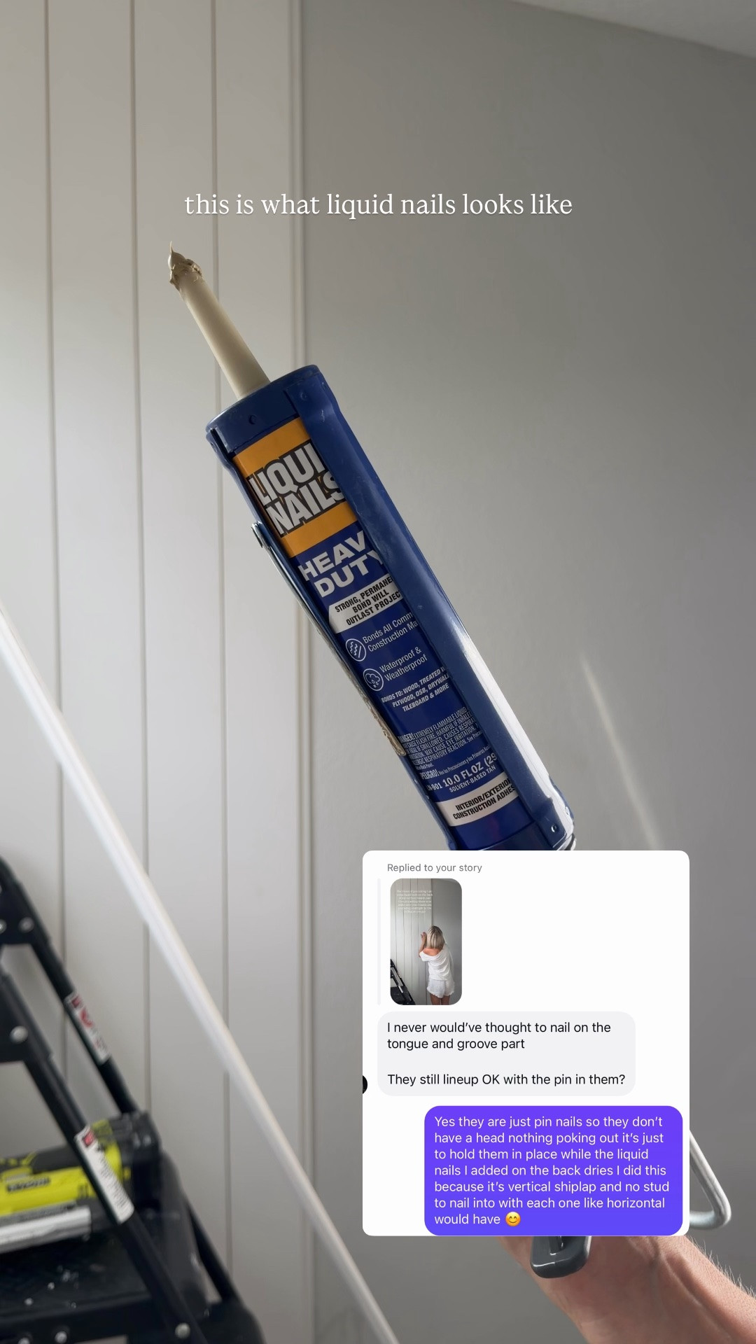 Vertical Shiplap and the liquid nails I used (then I pin nailed it)

#LTKHome